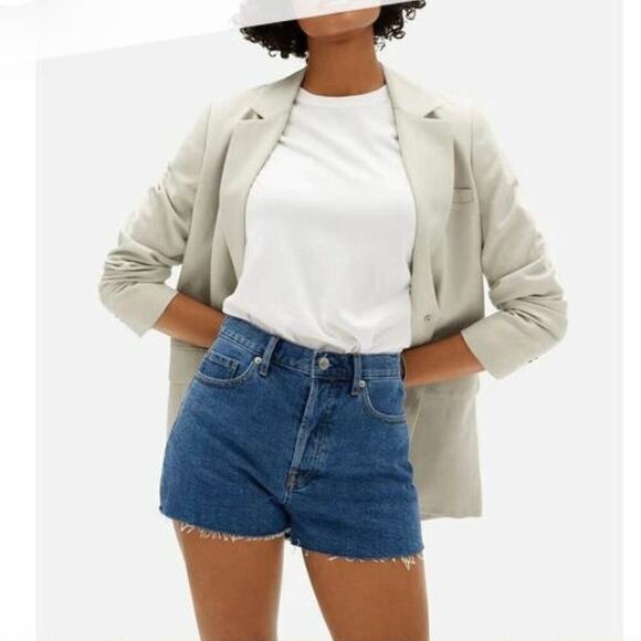 NWT Everlane Cheeky Denim Shorts Raw Hem Blue High Rise Size 31 - Picture 1 of 8